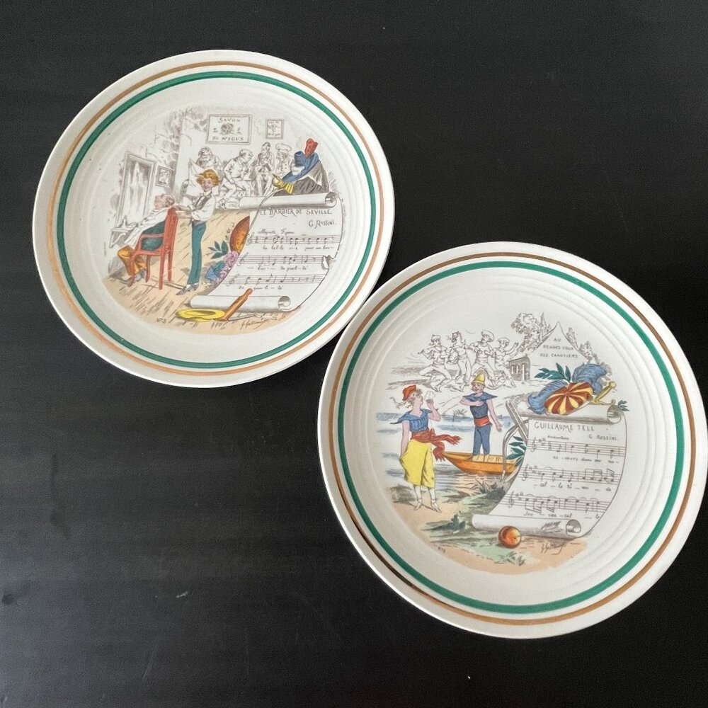 Vintage Perry Vielle PV Opera 8" Plates // Barber of Seville & William Tell